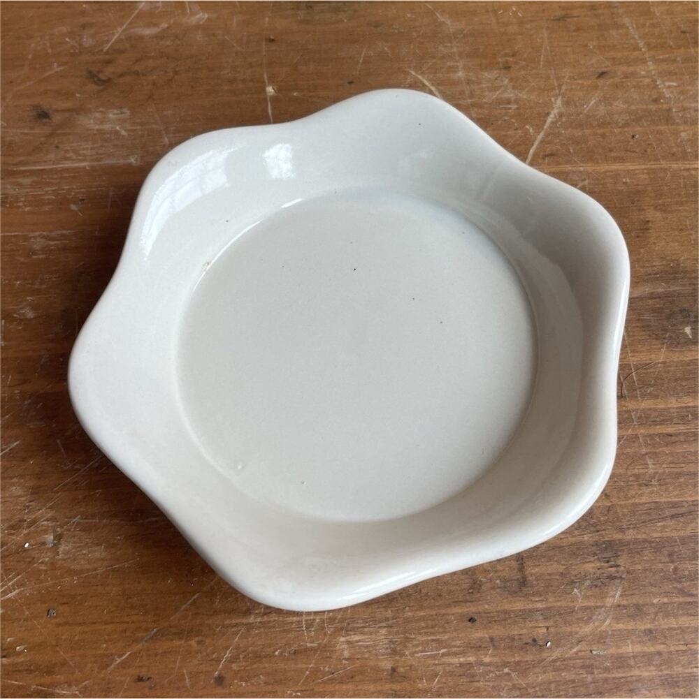 Vintage White Ceramic Reversible Ashtray Trinket Dish Flower Shape Embossed